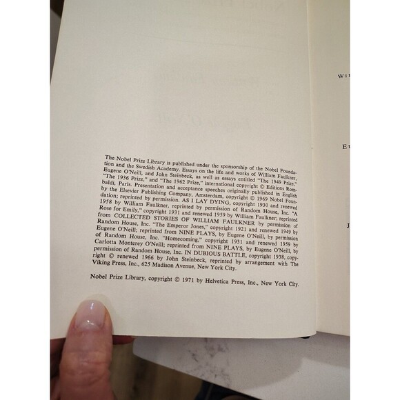 Alfred Bernhard Nobel Prize Library Faulkner ONeill Steinbeck Very Good HB - Picture 8 of 8